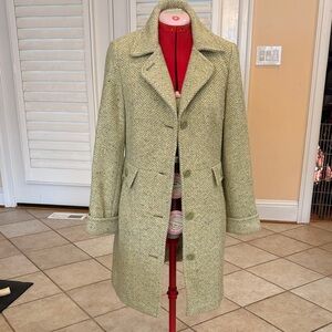 Ann Taylor Green wool blend Herringbone Pea Coat 8p